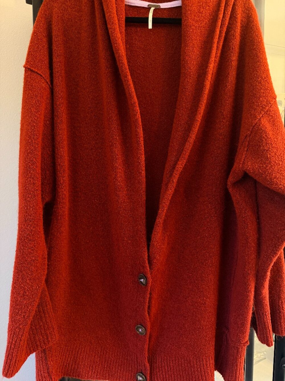 Free People Eucalyptus Cardigan Sweater Burnt Orange Rust Oversized Small